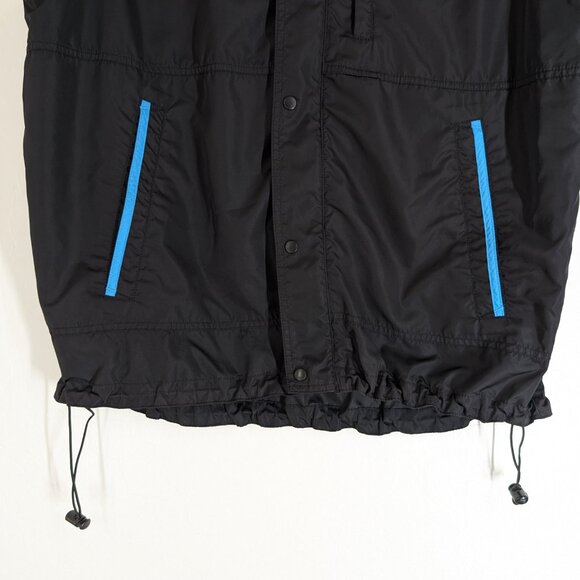 REI Vest Men's L Black Blue Full Zip‎ Snap Mock Neck Pockets Outdoors Logo - Picture 2 of 15